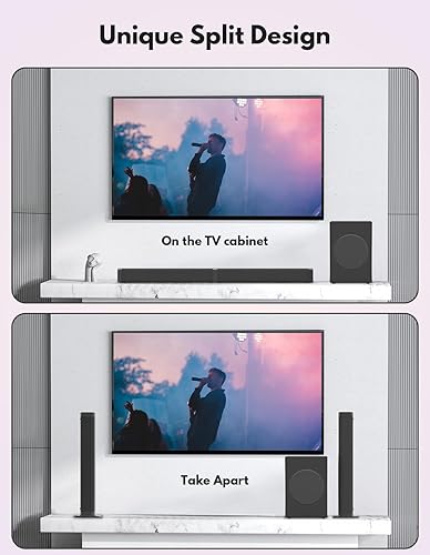 Miniatura 2 de Barra de sonido separable 2 en 1 para Smart TV con subwoofer, sistema de sonido envolvente Bluetooth 5.0 para cine en casa, altavoz