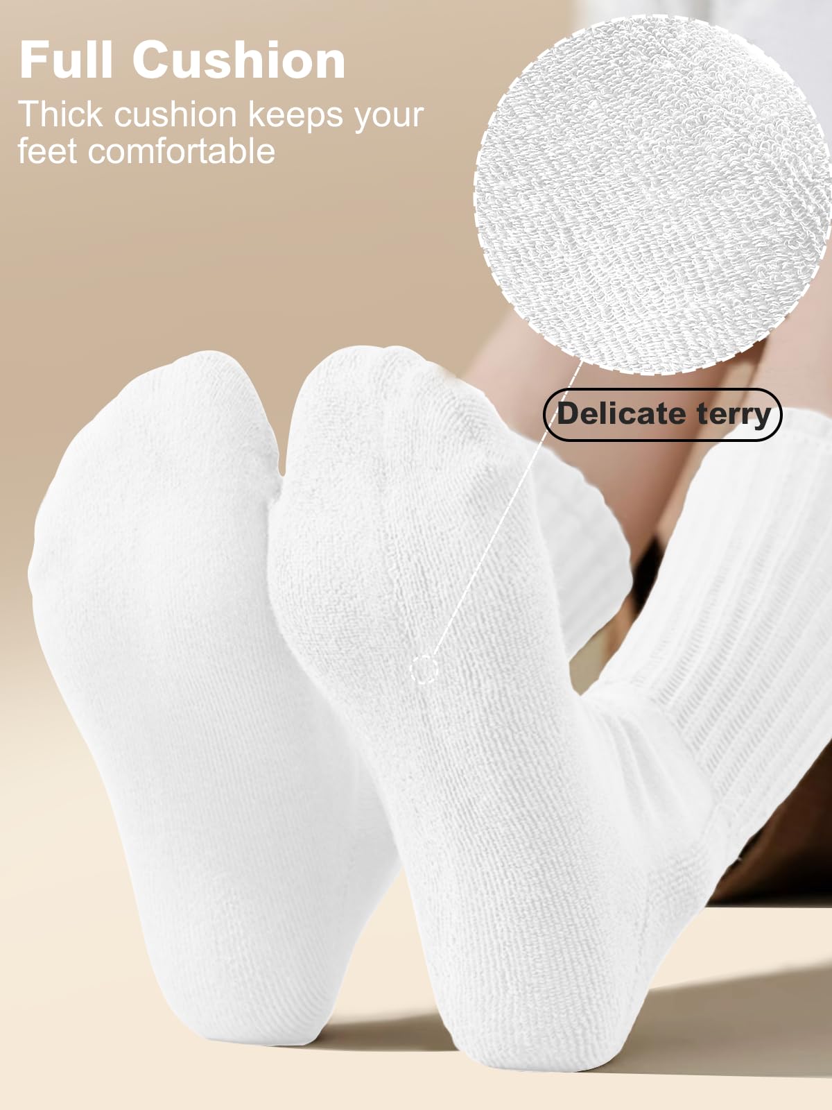 HAVE A TREE 3-6 Pack Women's Slouchy Crew Socks - White Cushioned Scrunch Boot Socks Size 5-11: 5-13 6 Pairs White