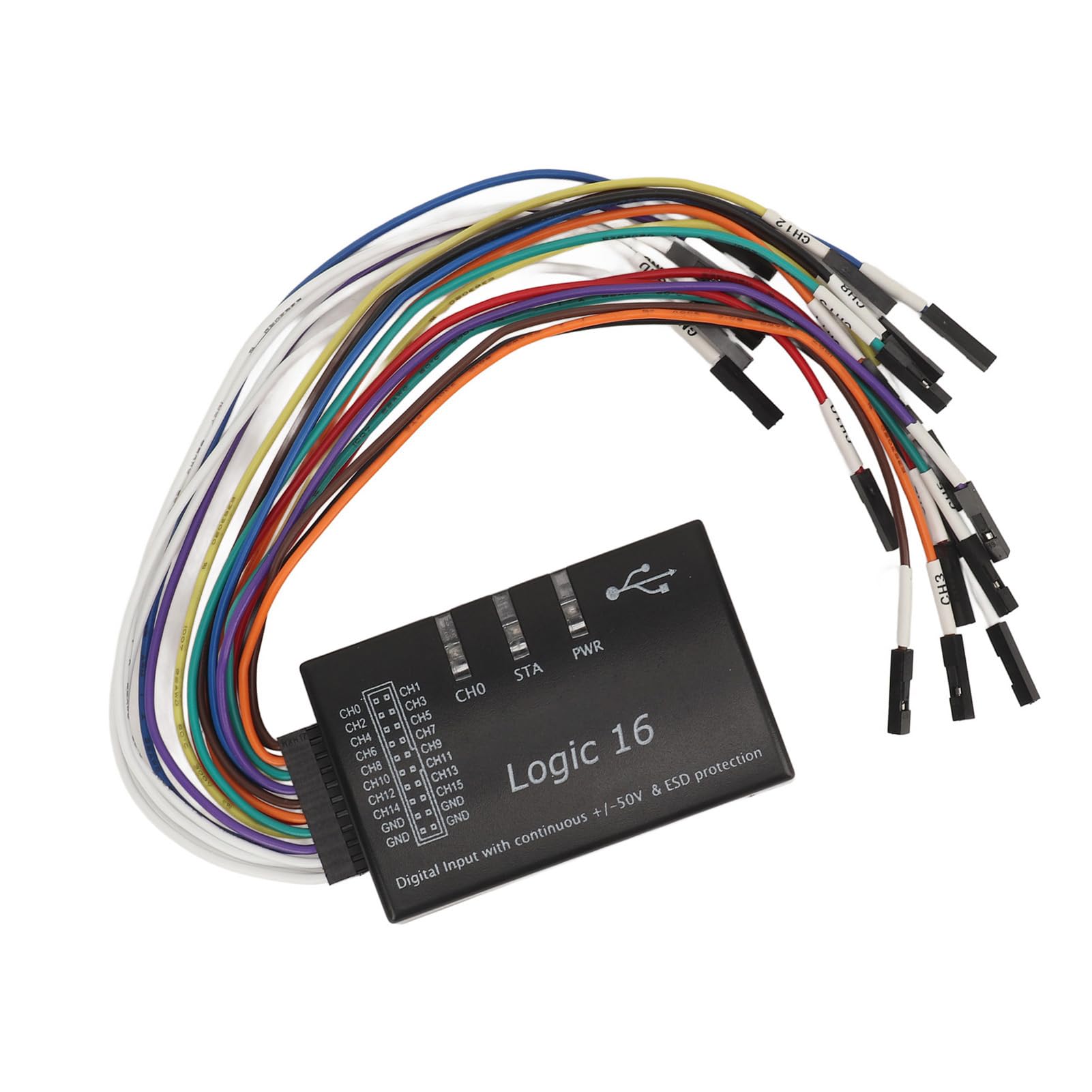 Logic Analyzer USB, Tasa de Muestreo de 16 Canales de 100m, Protección de ESD, para el Software LOGIC2