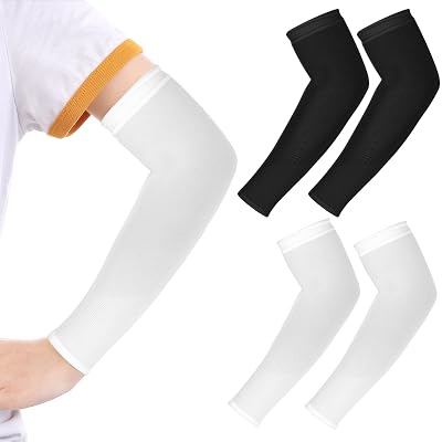 Telooco 2 Pairs Kids Arm Sleeves UV Sun Protector Basketball Arm Sleeve for Boys Girls Athletic Sleeves for Child