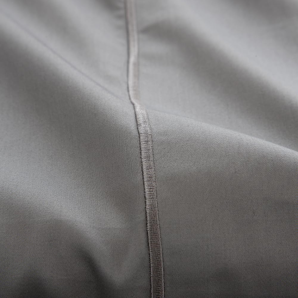 COTTON ARTean Zestaw satynowej pościeli, egipska bawełna, liczba nici 300, szary, do łóżek 90 x 190/200, 100% egipska bawełna, szary.