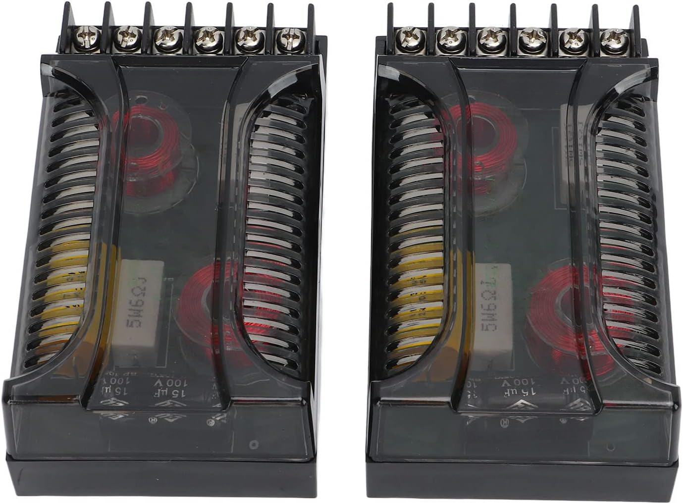 1 Pair Car Audio Crossover, 2 Way Car Audio Crossover Overcurrent Universal Heat Dissipation Speaker Frequency Divider