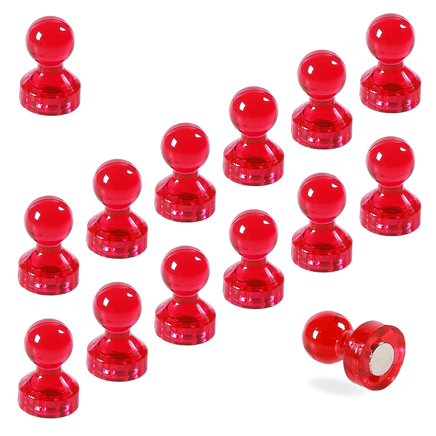 The Magnet Shop Red Tms Small Strong Fridge Magnets, 14 Magnetic Push Pins For Whiteboards - Office Magnets For Calendars, Wire Wall Notice Boards, Maps, Memo Boards, Neodymium Skittle Marker Magnets