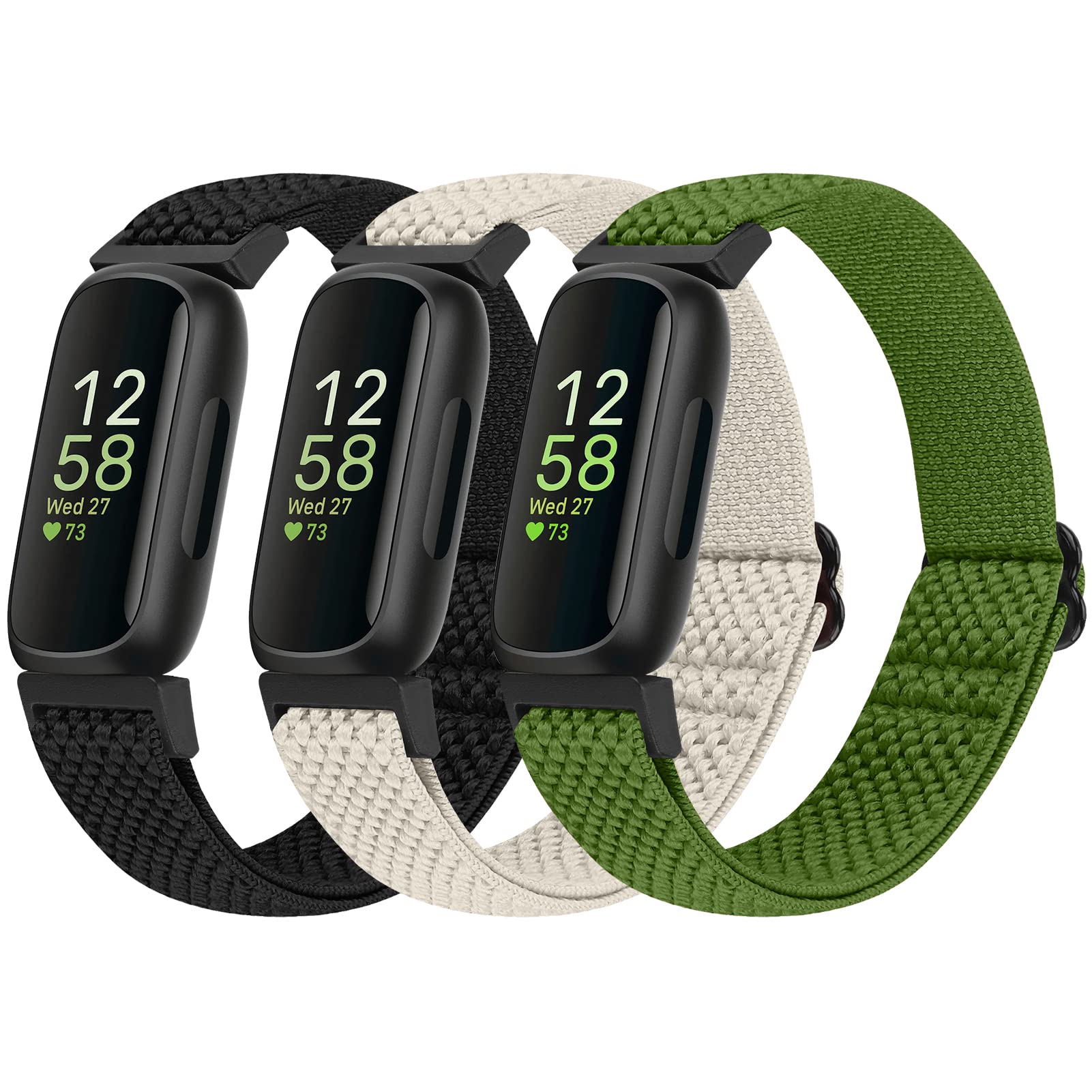 Bcuckood Elastisches Armband Kompatibel mit Fitbit Inspire 3/Inspire 2/Inspire/Inspire HR/Ace 2/Ace 3, Verstellbares Ersatzarmband Damen Herren Kinder Dehnbare Weiche Sport Nylon Armband