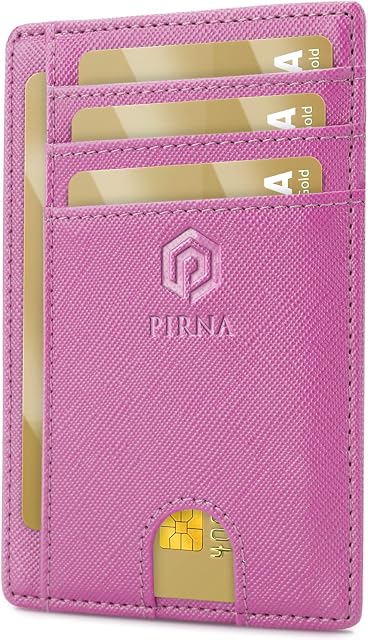 Portfel Damski Mały, Smukły, Lekki, Minimalistyczny Etui na Karty, Blokowanie RFID, Portfel Męski Slim, Small Wallet, Świetny Pomysł na Prezent Pudełko - Różowy