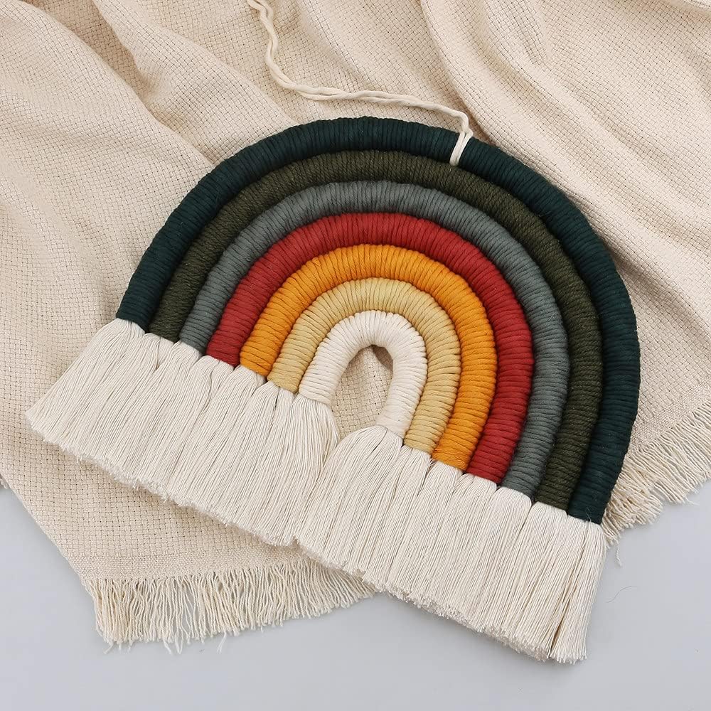 ZWA Rainbow Wall Hanging, Macrame Wall Art Decor for Nursery, Kids Room, Home