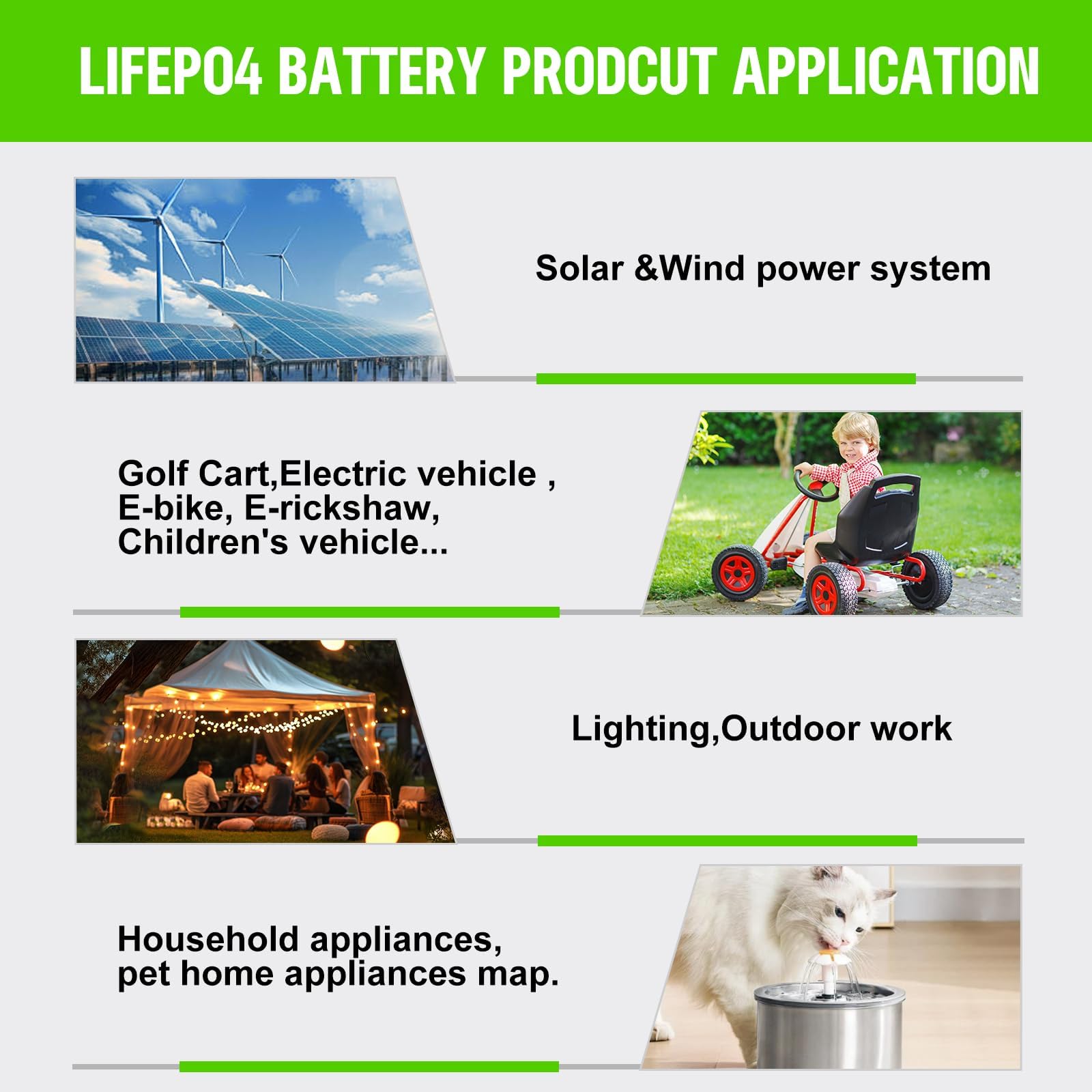 Batería de litio recargable de 6V 6Ah LiFePO4, 3000+ Ciclos Profundos, funciona de -20 ℃ a 60 ℃, IP55 para Casa, Coches de Juguete para Niños, Lanchas a Motor, Camper
