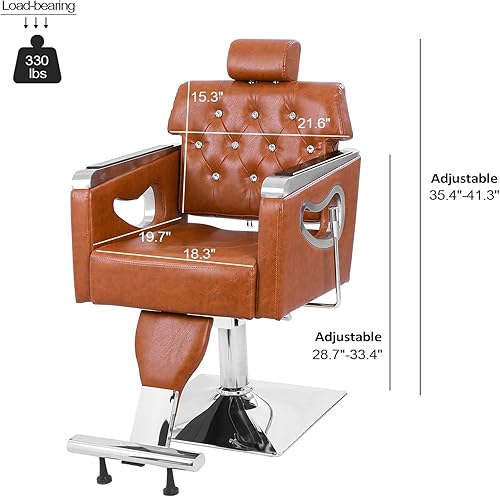 Miniatura 3 de Silla de peluquería hidráulica para todo propósito, silla reclinable para estilista de peluquería, champú, peluquería, maquillaje, trenzado, equipo