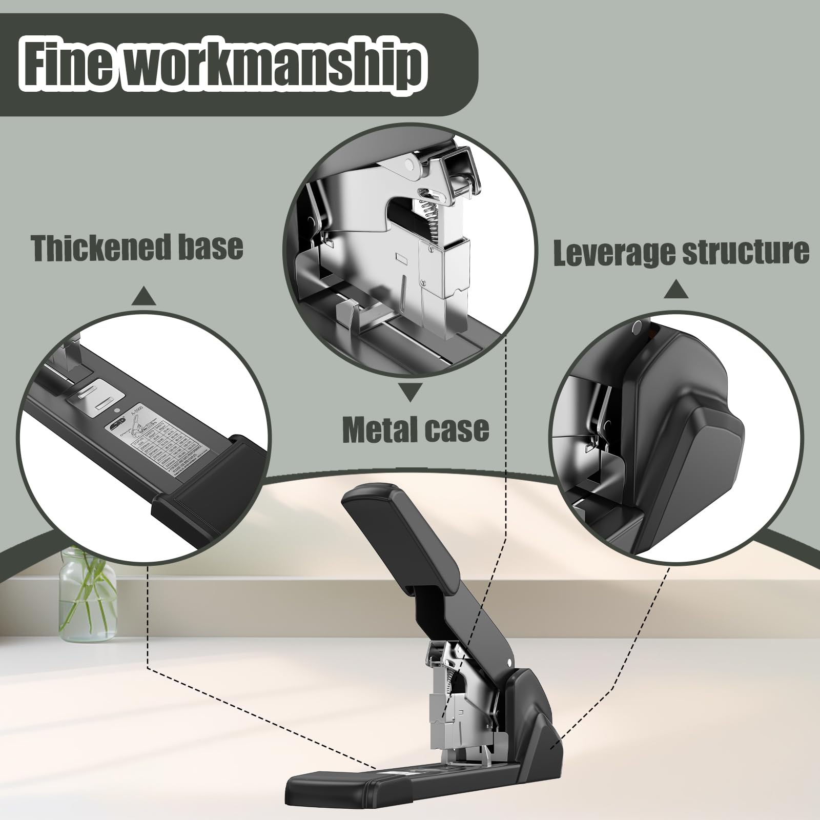 Robuste Heftpistole, Industriequalität, 240 Seiten Kapazität, ergonomisch, arbeitssparend, extra großer Jumbo-Schreibtischhefter für Büro und gewerbliche Nutzung, Metallkonstruktion mit 3000