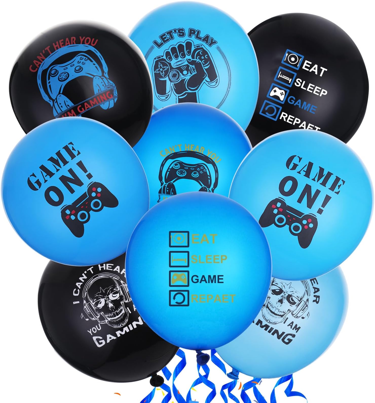 Grevosea Video Game Party Decorations - 30 Pieces Gaming Balloons for Birthday Supplies, Latex Theme Favors for Teens and Players