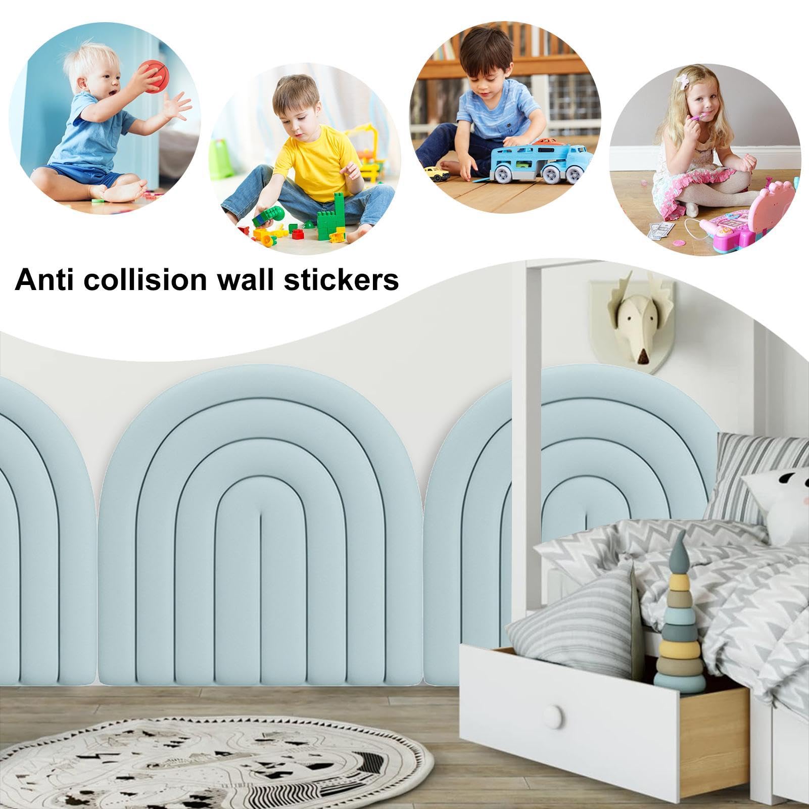 Pannelli da parete 3D, softpack anti-collisione, softpack per asilo, autoadesivi da parete, softpack tatami, softpack per parete di sfondo cameretta dei bambini (grigio – 4 pezzi