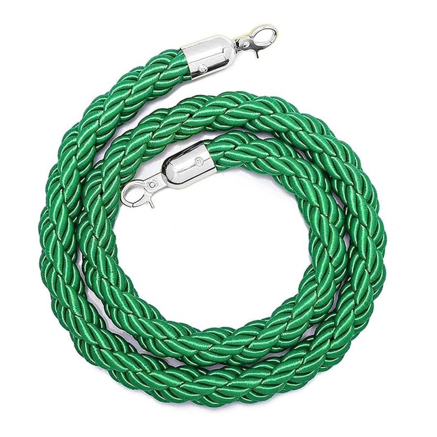 Braided Hemp Rope Barrier with Silver Hooks - Twisted Queue for Events, Banquets, and Parties(4ft/120cm)