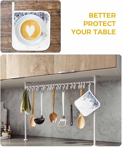 Miniatura 6 de 2 Packs Multicoloured Eucalyptus Pot Holders Sets for Kitchen,Oven Pan Plate Bowl Pads Heat Proof Mat with Hanging Loop,Terry Cloth Potholders for