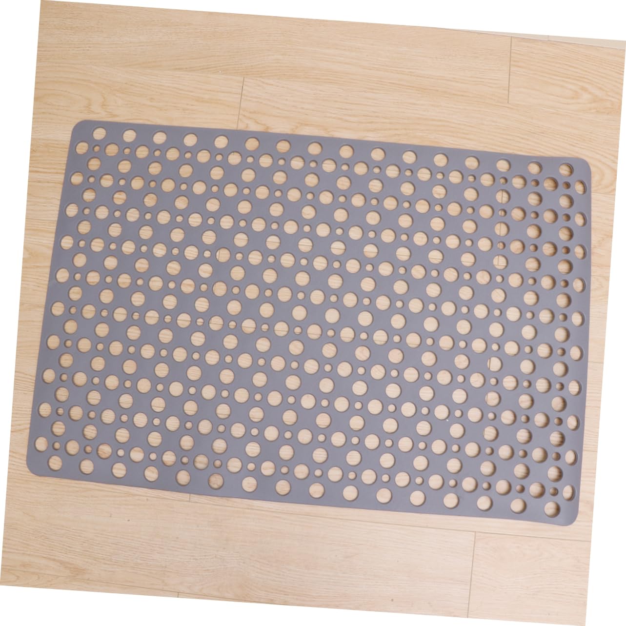 Alfombra de Ducha Antideslizante Ventosa, Hueca, PVC | 60 X 90cm, Gris, para Casa y Hotel, Diseño Perforado para Uso en Cabina