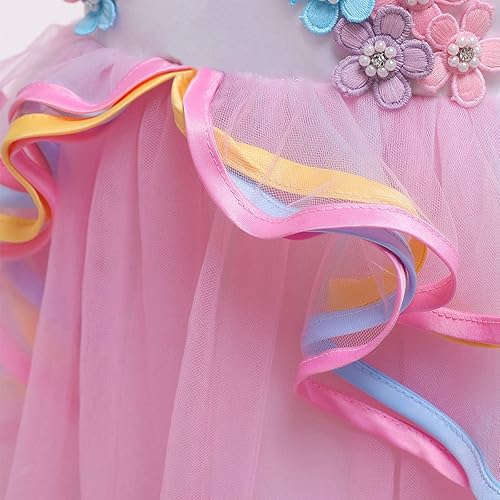 Miniatura 4 de FMYFWY - Disfraz de unicornio para niñas de cumpleaños, fiesta de Halloween, Navidad, sin mangas, largo vestido de bola de tul con diadema