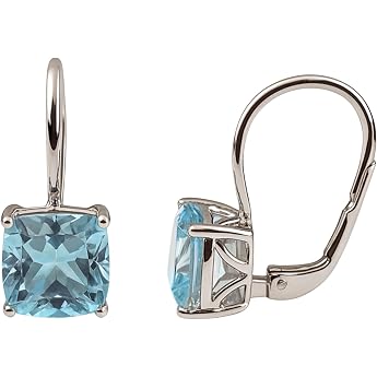 Cushion Cut Blue Topaz 925 Sterling Silver Earrings Silver