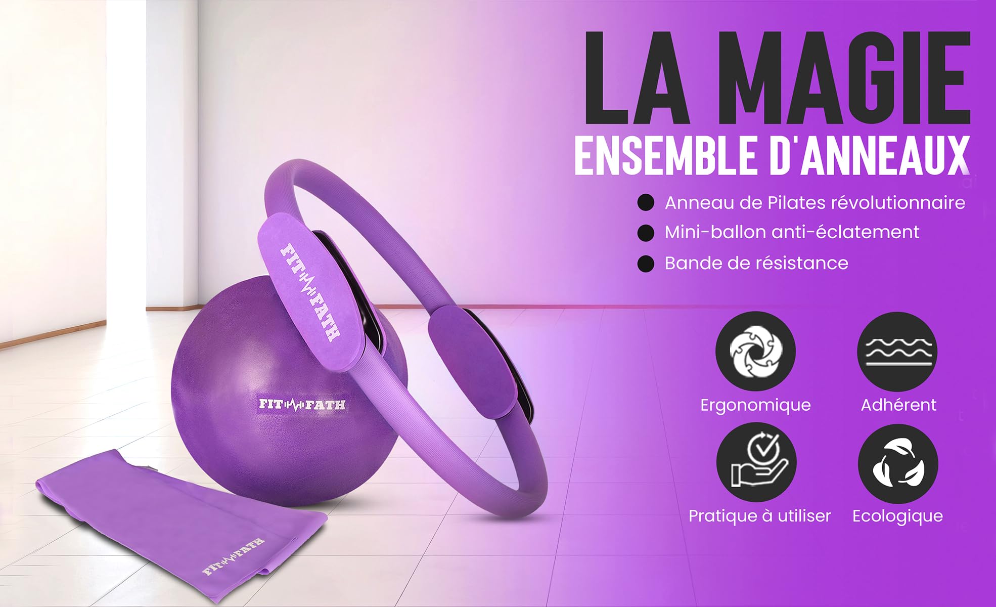 Anneau Pilates Cercle Accessoire Yoga Bande Résistance Fitness Sport Musculation Santé