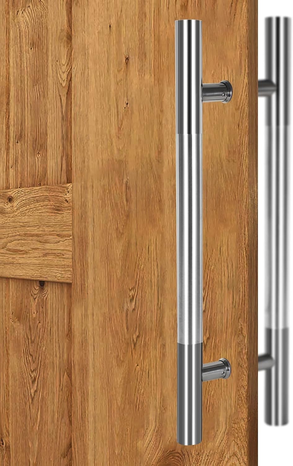 Door Pull Handle Barn Door Handle Stainless Steel Gate Handles, Silver Wood Door Handles Set for Home Bathroom Kitchen, 12"/20"/24"/32"/39"/47"/59" Optional (Size : 80cm/32inch)