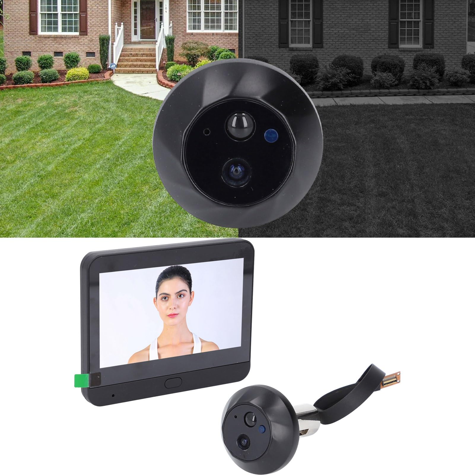 Ejoyous Timbre de Vídeo Inalámbrico con Cámara de 1080P, Pantalla IPS de 4,3 Pulgadas, Detección de Movimiento PIR, Visión Nocturna para Casa, Apartamento y Oficina