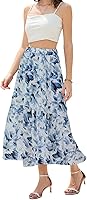 Abaadlw Women's Maxi Skirt with Pockets - High Waisted Flowy Midi Length Casual Skirt for Holidays & Daily Wear
