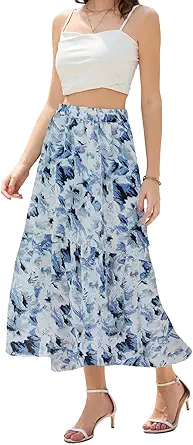 Maxi Skirts for Women with Pockets Long Midi Length Casual Skirt for Holiday