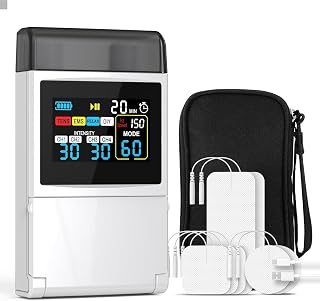 TENS Unit EMS Muscle Stimulator for Pain Relief, 4-in-1 TENS & EMS & Relax & DIY, 4-Channel 60 Modes 30 Intensity with Upgraded Color Screen for Back, Neck, Shoulder, Sciatica | 4 Channels,Color Screen,DIY Mode