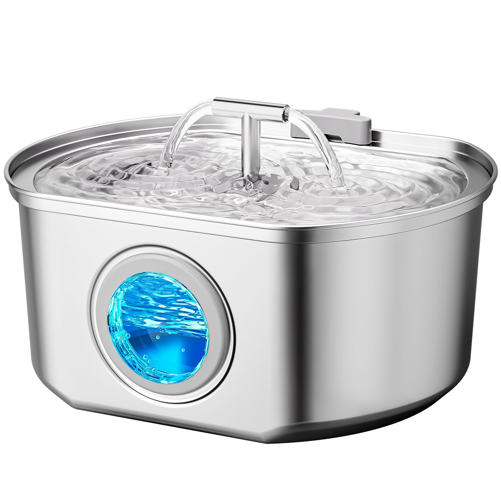 Cat Water Fountain Stainless Steel - Pet Drinking Fountain for Cats Indoor - 3.2L/108oz Automatic Water Dispenser with Watering Level Window (1 Filter)