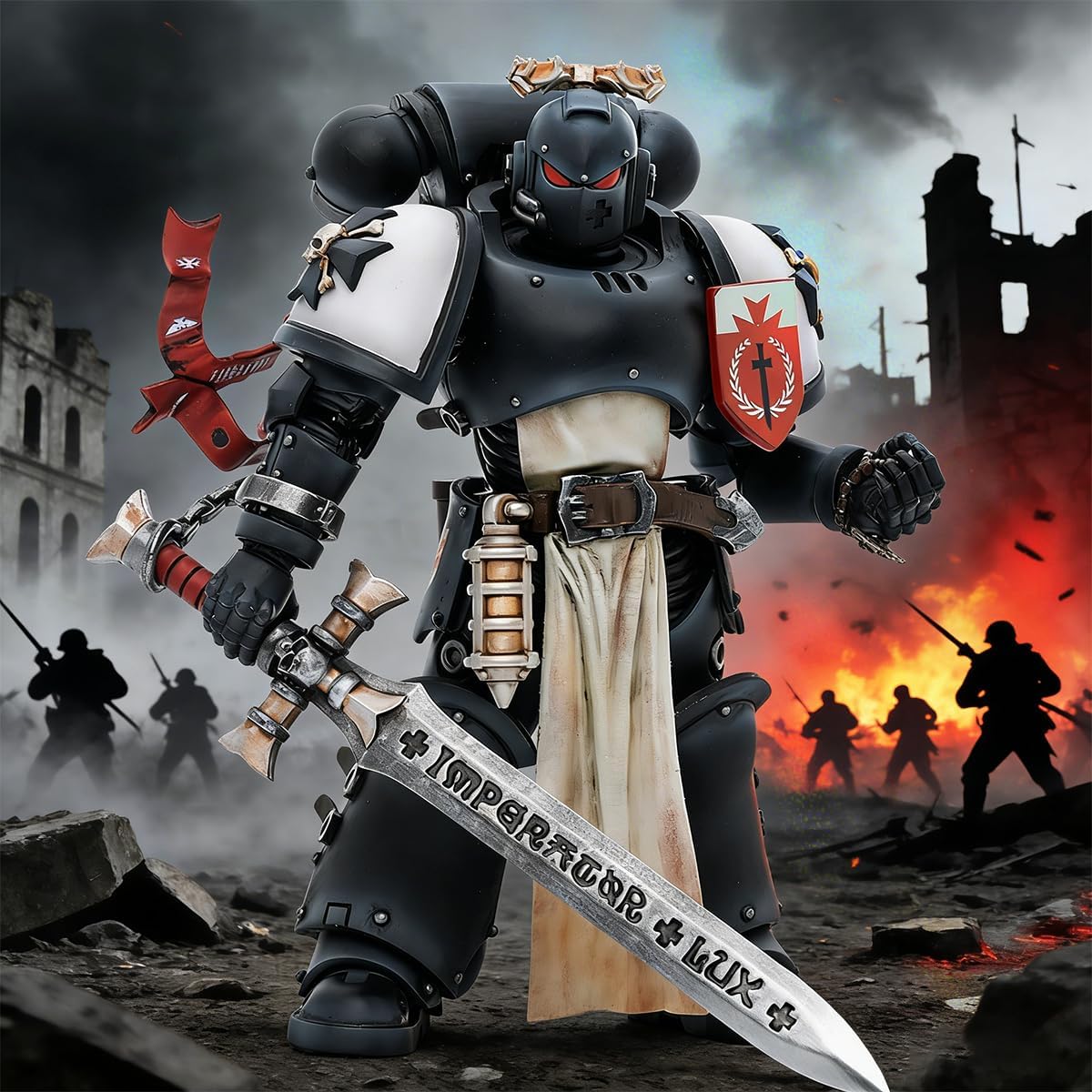 JOYTOY Warhammer 40,000 1/18 Action Figure Black Templars The Emperors Champion Rolantus Collection Model Birthday Gifts