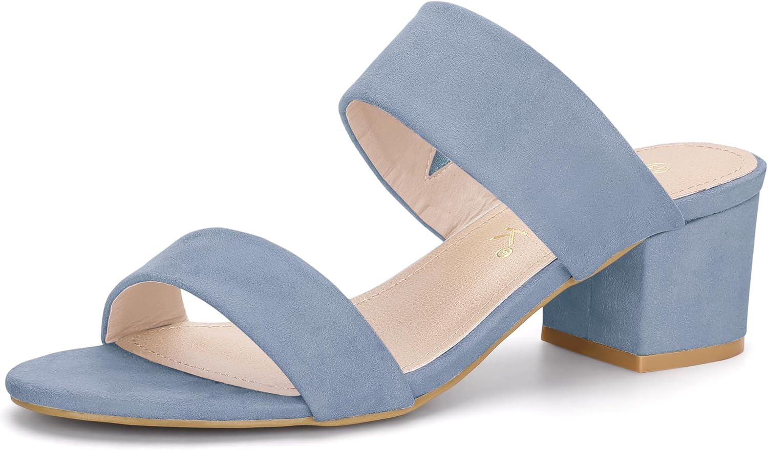 Allegra K Women's Block Heel Dual Straps Slide Sandals