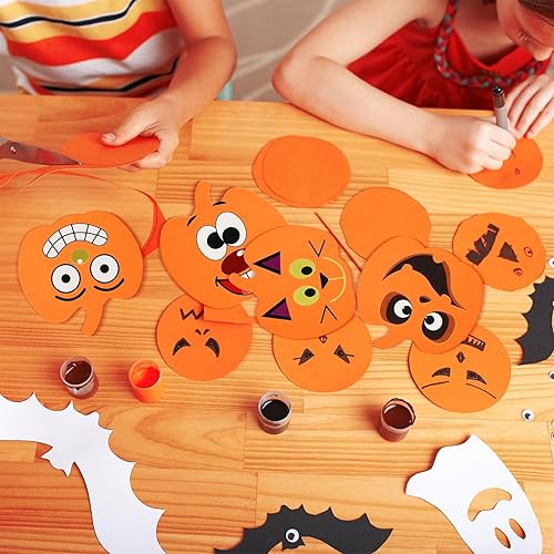 Miniatura 5 de Kit de 32 piezas de manualidades de calabaza de espuma de Halloween y calcomanías de espuma de calabaza, calcomanías autoadhesivas de Halloween para