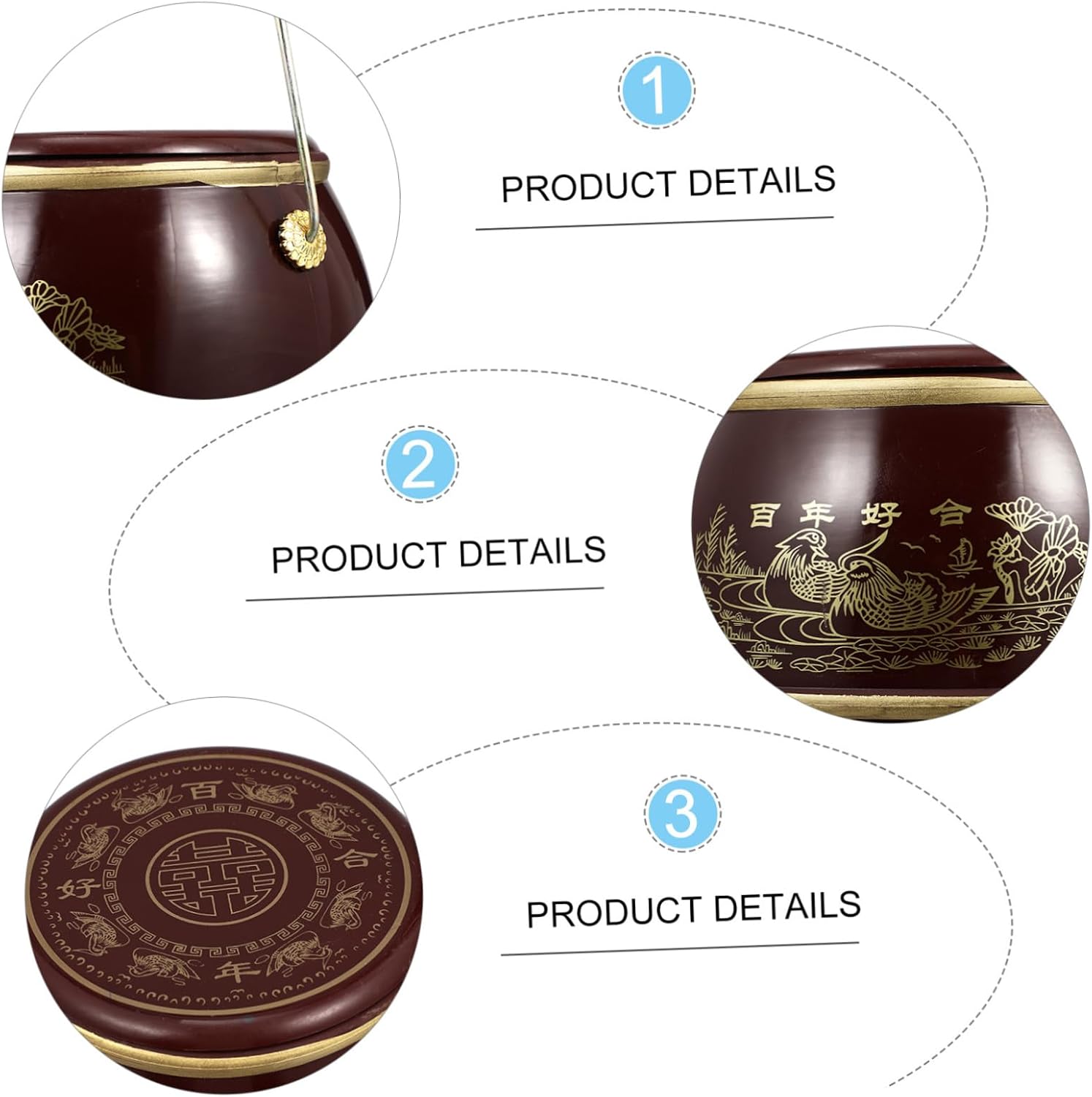 Zerodeko 1pc Chinese Style Plastic Storage for Weddings Festival Container Traditional Bride Capacity Fine Craftsmanship Chestnut