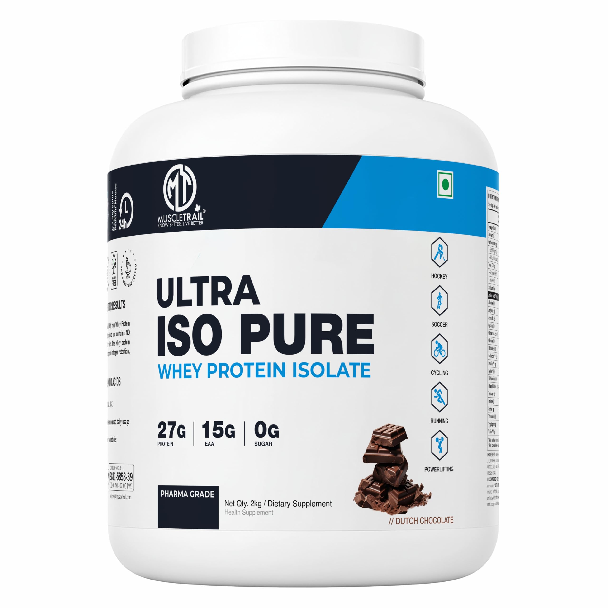 MuscleTrail 100% Whey Protein Isolate, Pharma Grade,65 Servings, 27g Protein, 15g EAA, 0g Sugar (2KG, kesar kaju pista) — Amazon image 13