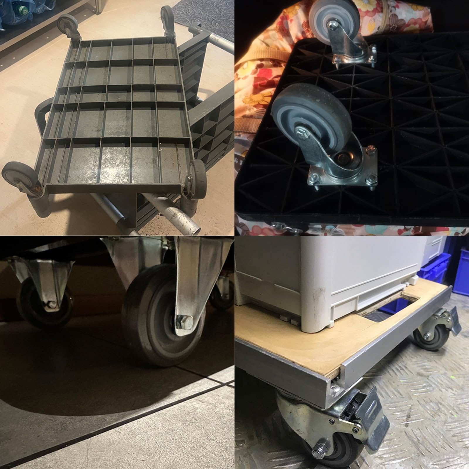 Rotelle Piatte, Set Di 4 Ruote Girevoli con Freno, Ruote Piroettanti per Carrello Degli Attrezzi Pallet, Pivottanti per Mobili In Gomma Piccola, per Carrello, Banco Da Lavoro (Color : 4 caster (with