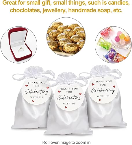 Miniatura 2 de 60 bolsas de regalo blancas satinadas, bolsas de joyería de 5 x 7 pulgadas, bolsas de regalo de boda, bolsas de regalo de Navidad, bolsas de dulces