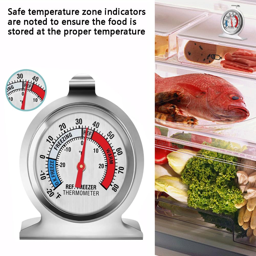 Stainless Steel Refrigerator Freezer Thermometer Large Dial Thermometer Classic Series Temperature Thermometer for Refrigerator Freezer Fridge Cooler 12 Pack