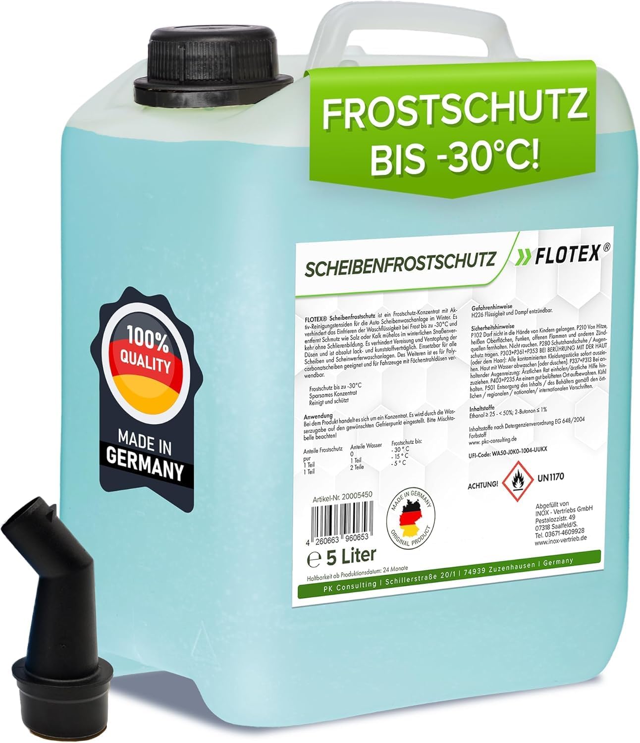 Windscreen Antifreeze Concentrate 2 x 10 L - Highly Effective Windscreen Water Frost Protection up to -30  C - Completely Pure and Streak-Free - Ready to Mix Immediately - Pleasant Citrus