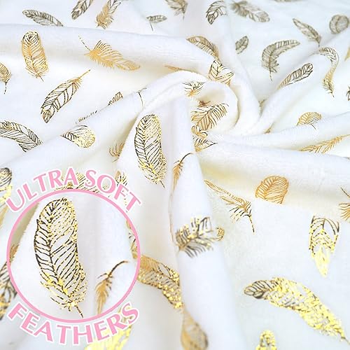 Miniatura 3 de American Baby Company Heavenly Soft - Funda para cambiador de chenilla contorneada, con plumas doradas brillantes sobre rosa sólido, para niñas