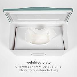 Ubbi Baby Wipes Dispenser with Weighted Plate and Secure Seal, Nursery and Baby Registry Essential to Keep Wipes Fresh, Open Water