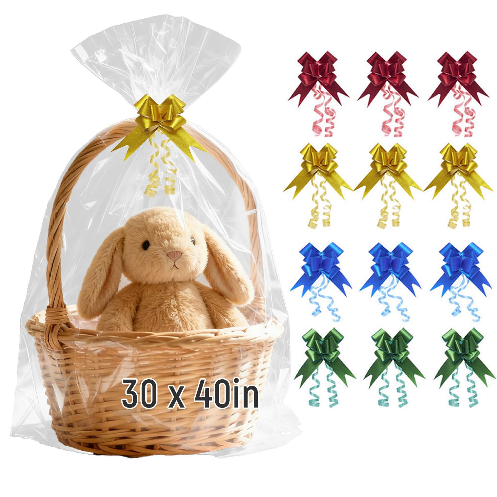 View 1 of 13 Pack Large Cellophane Bags, 30x40 Inch Cellophane Bags for Gift Baskets