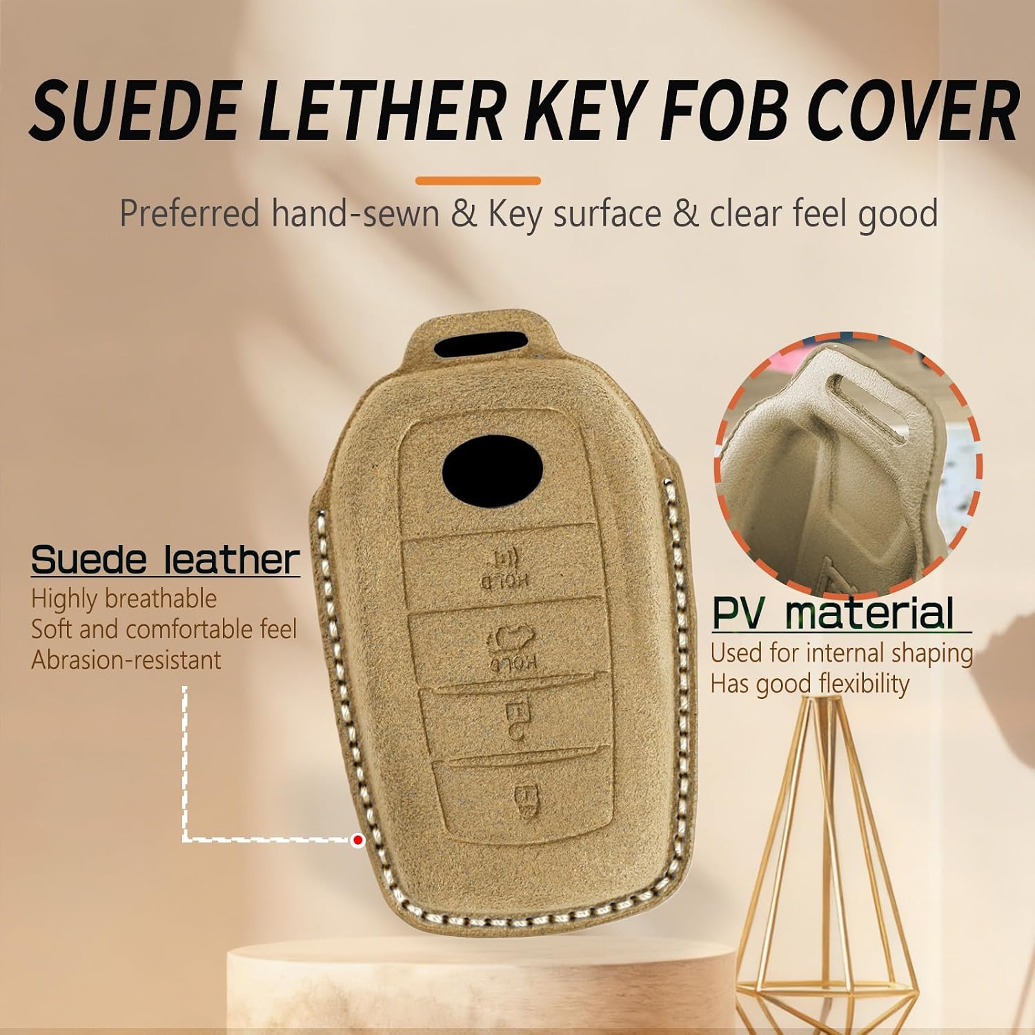 Leather Protection Car Key Fob Cover Case Compatible With Toyota Camry Land Cruiser Grand Highlander Hilux Tundra 2026 Sienna CHR GT86 BZ4X 2025 Dustproof Key Protector Keyring 4 Buttons-Black