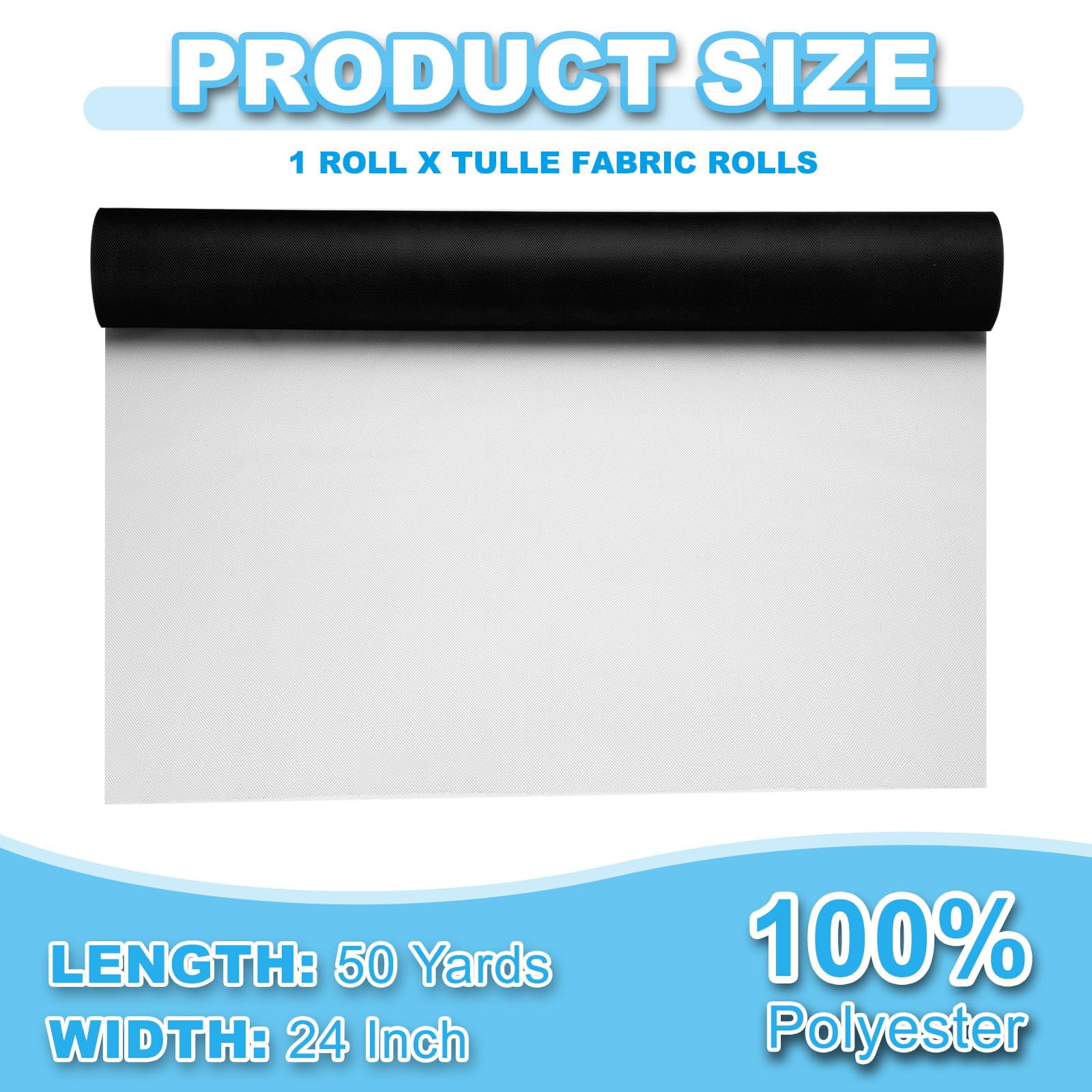 PATIKIL Rotoli Di Tulle, 24" Per 50 Iarde Rotolo Di Tessuto Tulle Nastro Rete Per Fai Da Te Decorazioni Matrimonio Feste, Gonna Tutu, Gonna Tavolo, Nero