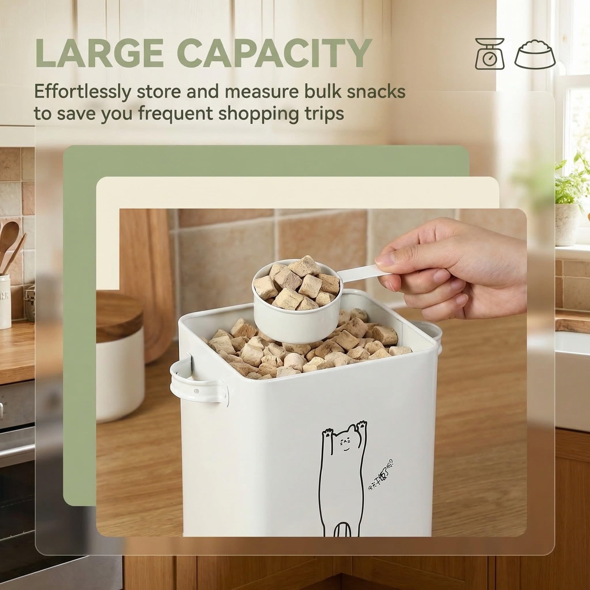 Contenedor Hermético para Comida de Perros, Gran Capacidad, Hierro Blanco