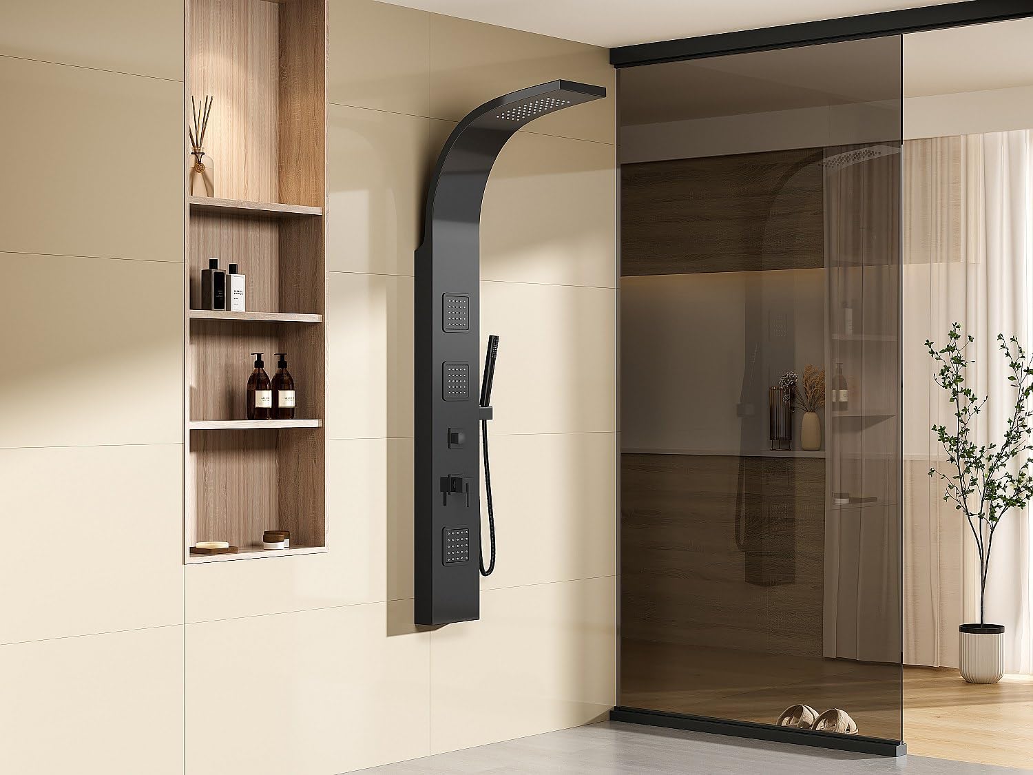 Vente-unique TYRA Hydromassage Shower Column installed in a modern bathroom