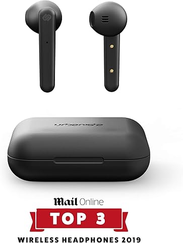 Urbanista Stockholm True Wireless Earbuds 14H Playtime Bluetooth 5.0 with Charging Case, Touch Controls & Dual Mic Earphones Compatible with Android and IOS - Black