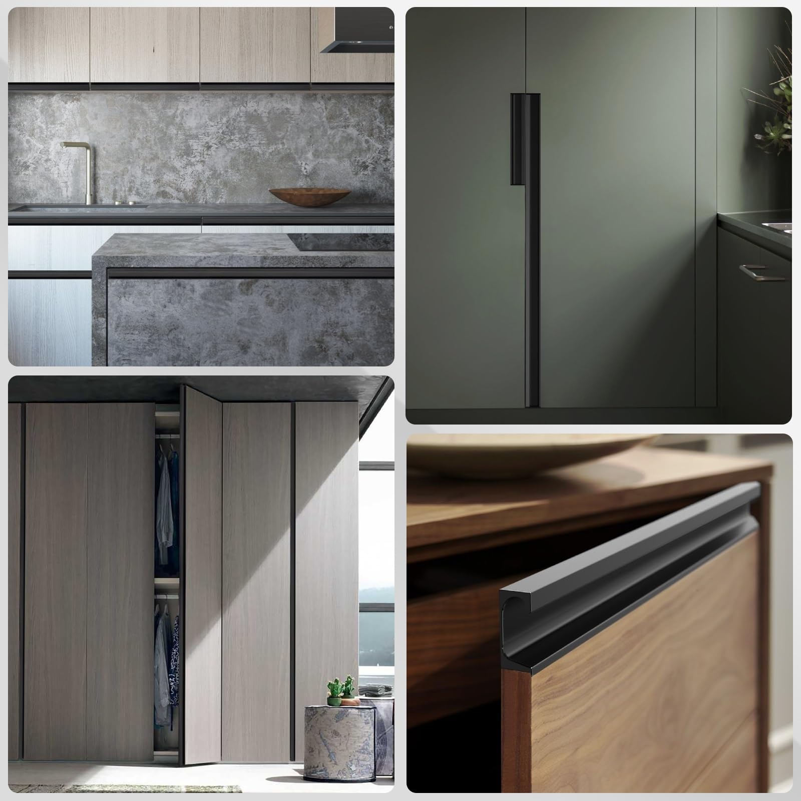 Schubladenknäufe, Aluminiumlegierung, bündiger Schrankgriff, 4 Stück, Küchentürgriffe, Küchentürknauf, rostfrei, einfach zu installieren, ideal für DIY-Küchen- und Heimprojekte (Weiß, L: 80 cm