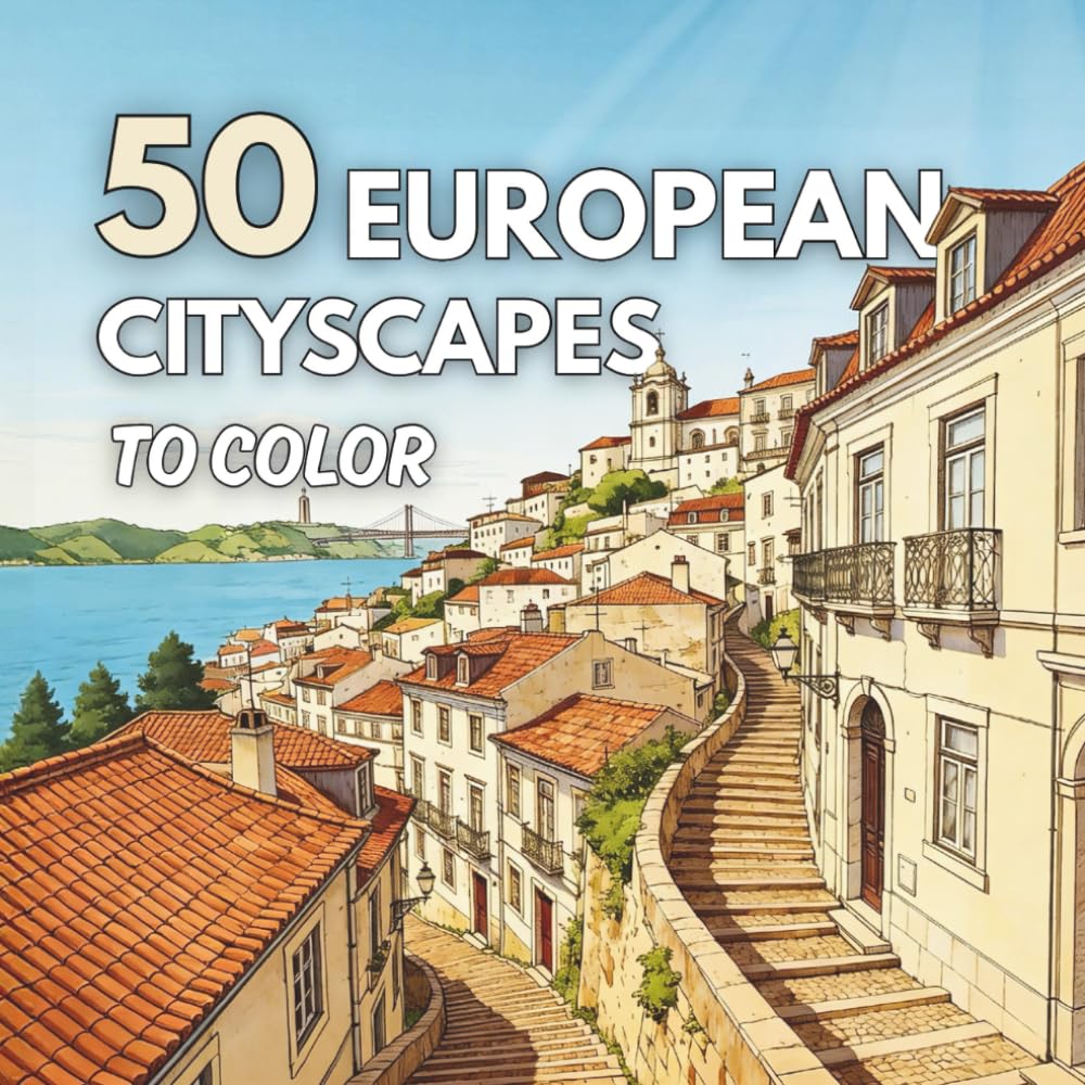 European Cities & Architecture Coloring Book for Adults: 50 Amazing Cityscapes Designed for Long, Relaxing Coloring Sessions (WORDLS IN INK Australia)