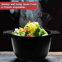 Vista 4 de Utensilios de cocina profesionales grandes para microondas de 2 cuartos, vaporera de microondas para verduras, cocinador para microondas - sin BPA