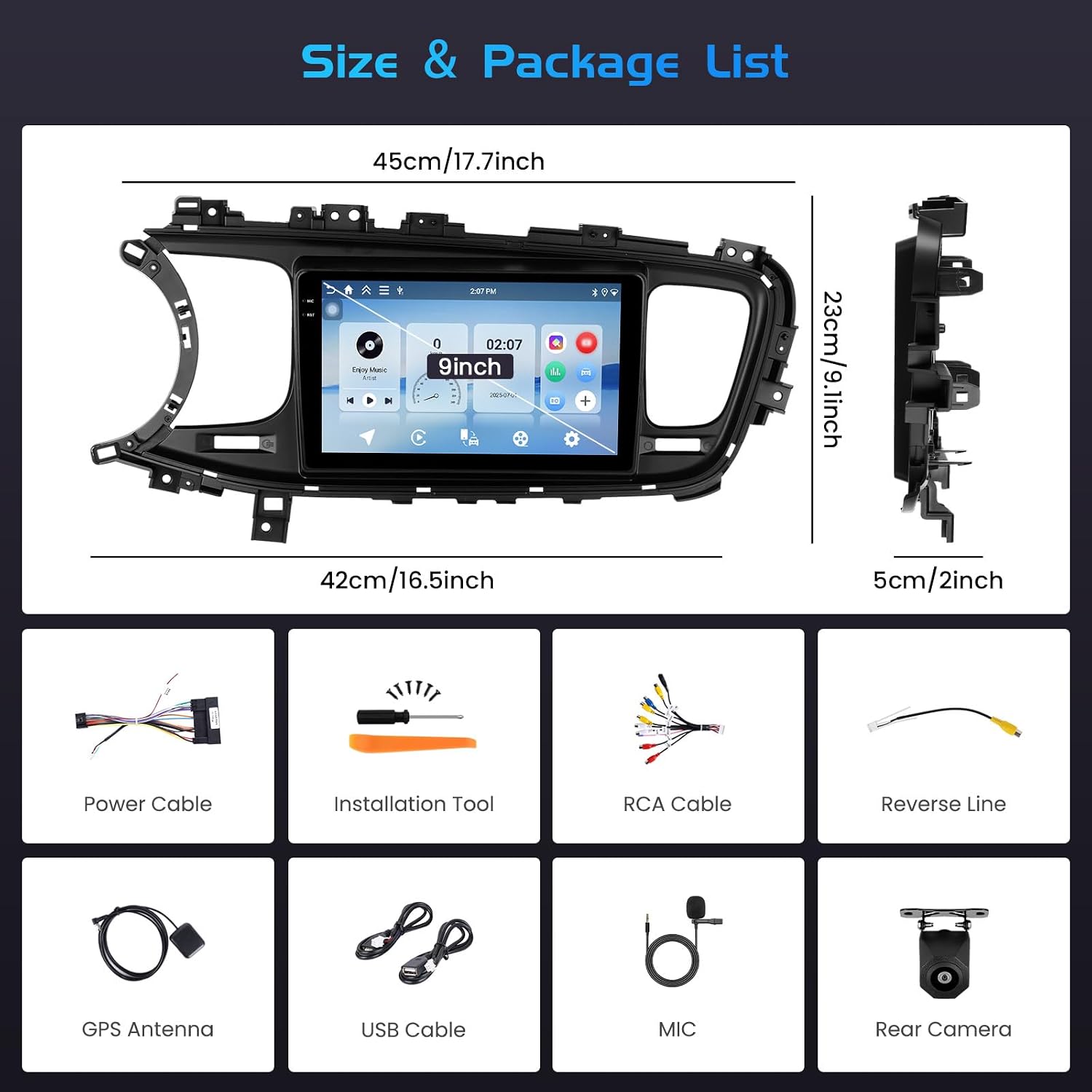 Inefala 4G 128G for Kia Optima K5 2014 2015 Radio CarPlay 9" Incell Touchscreen Car Stereo Android 15 Android Auto Bluetooth 5.0 GPS WiFi 15UI Backup Camera