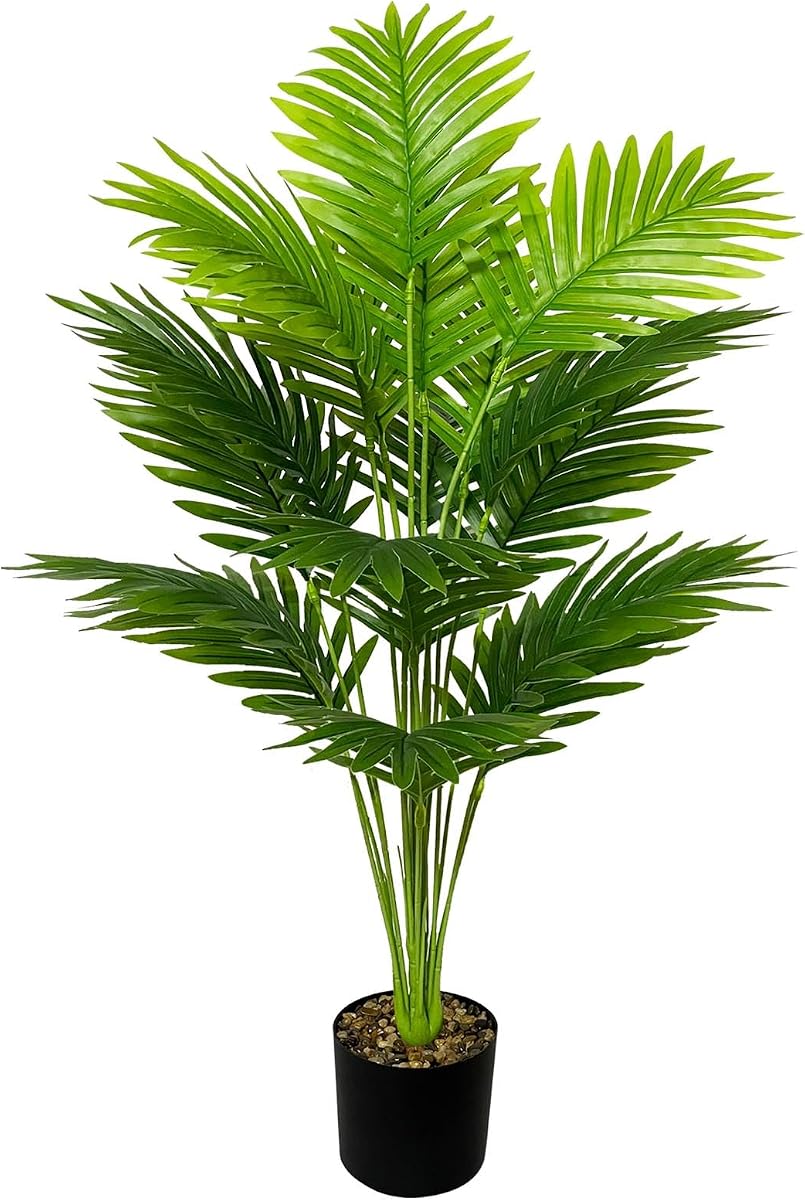 Plantas artificiales en macetas, suelo de árbol falso grande, plantas tropicales sintéticas, casa verde decorativa, maceta alta para el hogar, oficina, sala de estar, decoración interior, jardín y exterior (palma de 80 cm de altura)