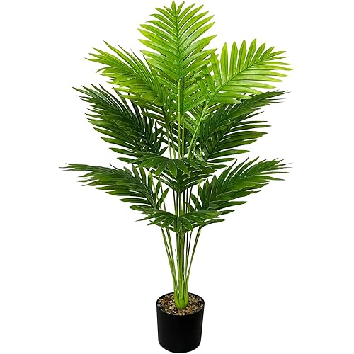 Artificial Plants in Pots Large Fake Tree Floor Faux Tropical Plants Decorative Greenry House Potted Tall for Home Office Living Room Decor Indoor Garden Outdoor (80cm Tall Palm)